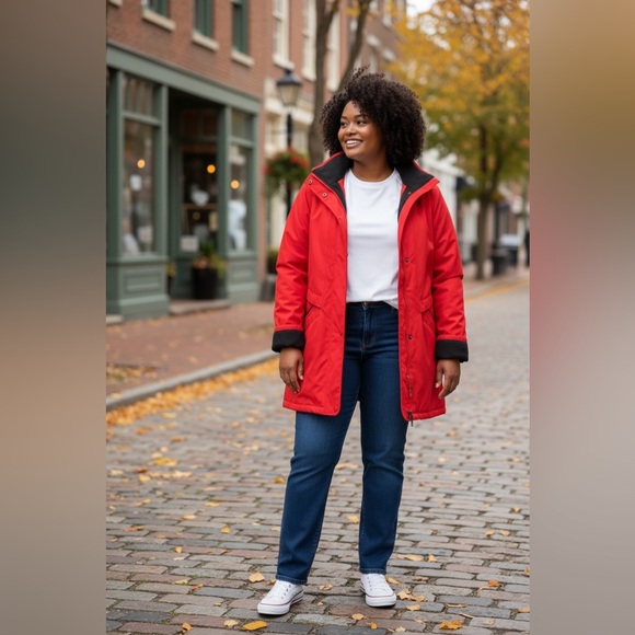 ENSIGN LONDON 3/4 Red & Black Drawstring Coat, GUC - Picture 3 of 14